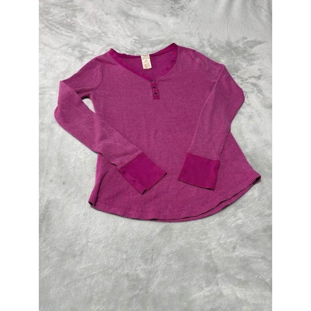 Women’s purple long sleeve waffle knit long John thermal shirt fall winter